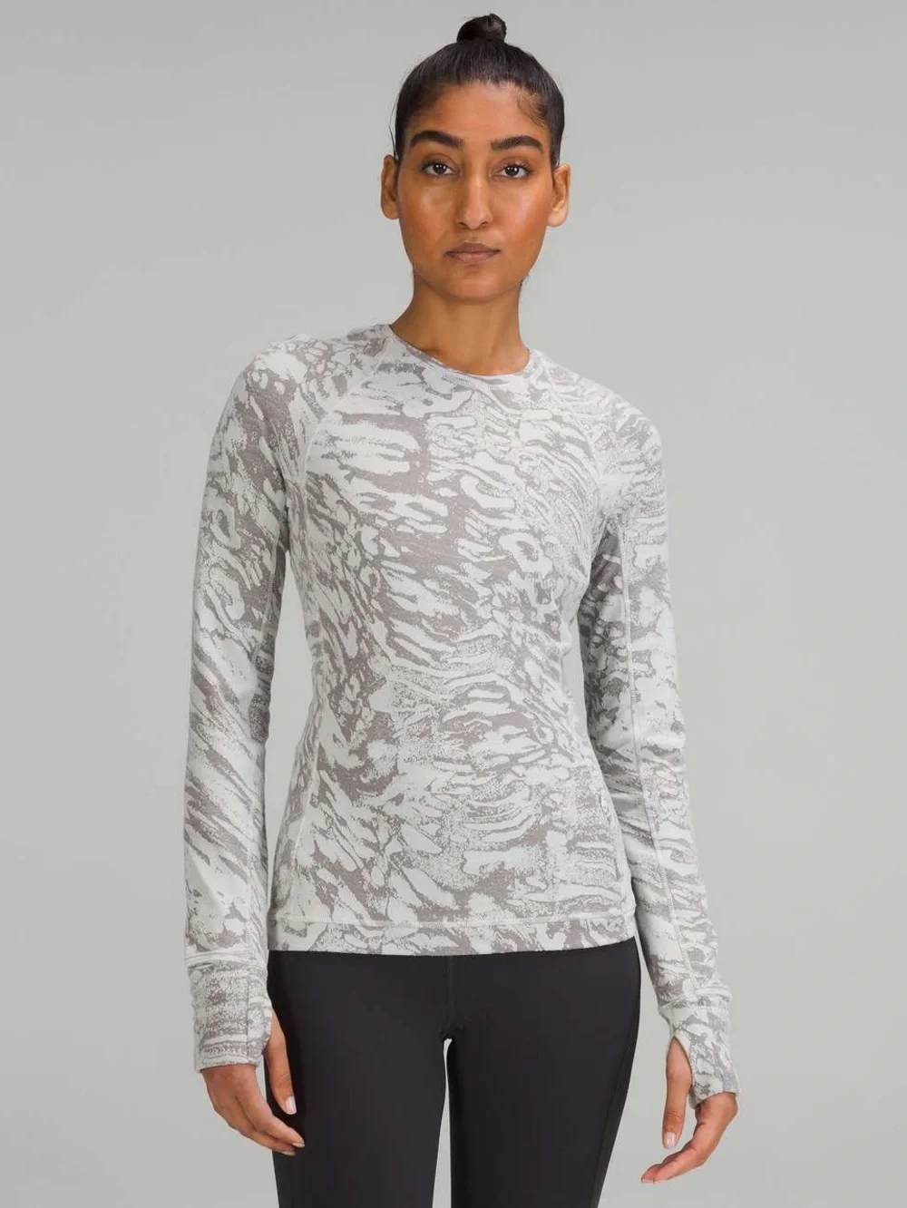 Lululemon Its Rulu Run Long Sleeve Shirt Liquidize Camo Duo Jacquard Vapor Grey